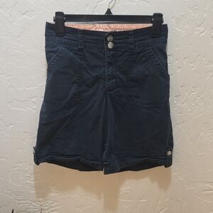 Lee Navy Button-Front Bermuda Shorts